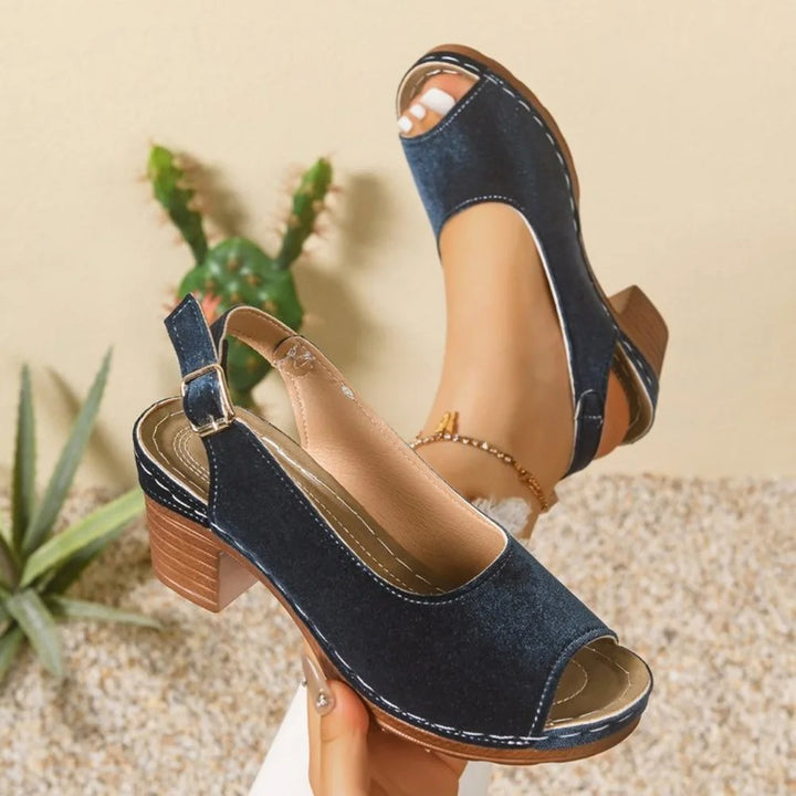 Velluta Peep-Toe Block Sandals