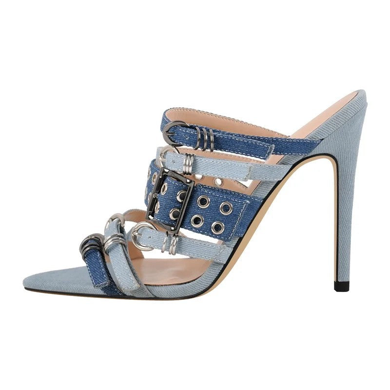 Strappati Denim Stilettos
