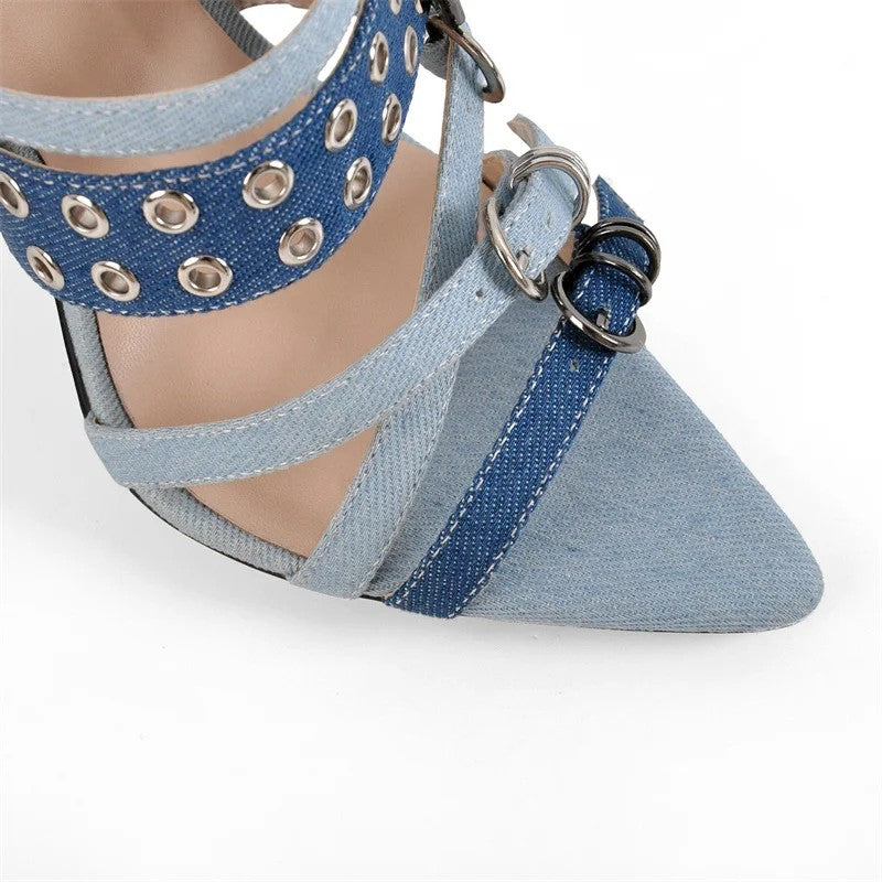Strappati Denim Stilettos