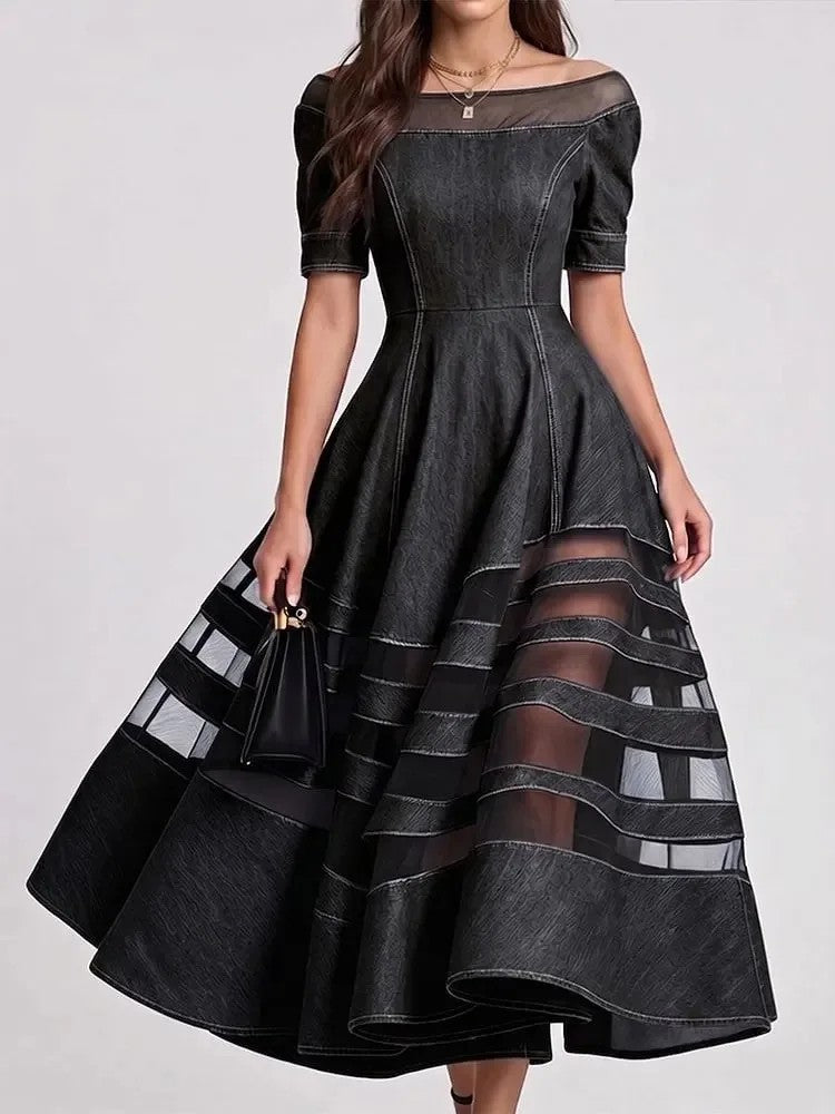 Verandah Sheer-Stripe Midi Dress