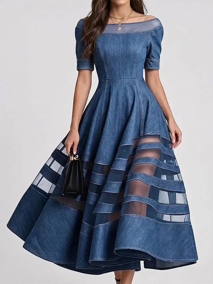 Verandah Sheer-Stripe Midi Dress