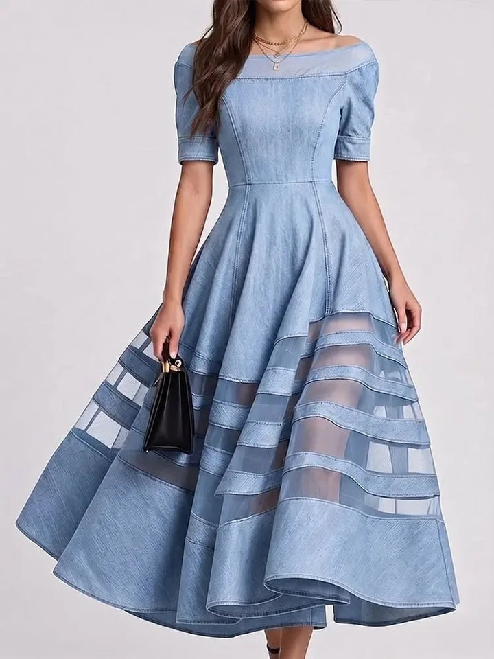 Verandah Sheer-Stripe Midi Dress