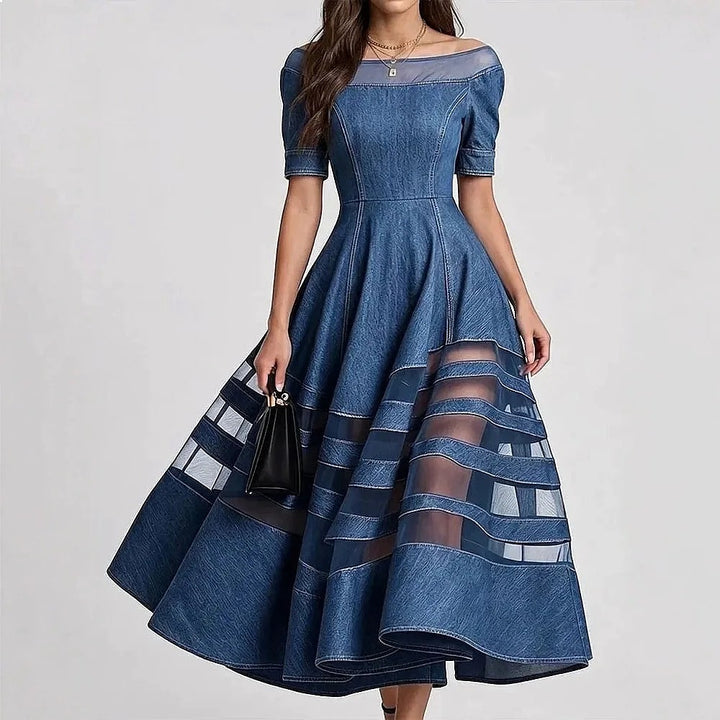 Verandah Sheer-Stripe Midi Dress