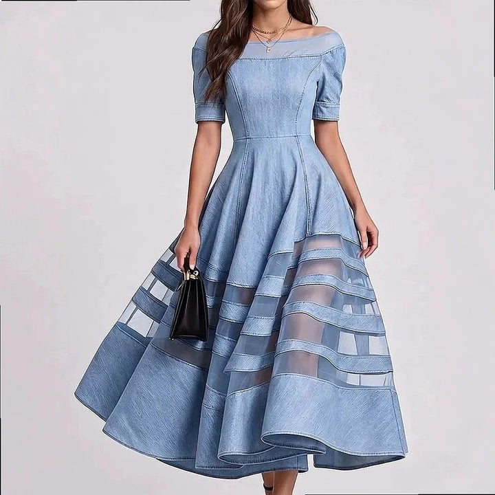 Verandah Sheer-Stripe Midi Dress