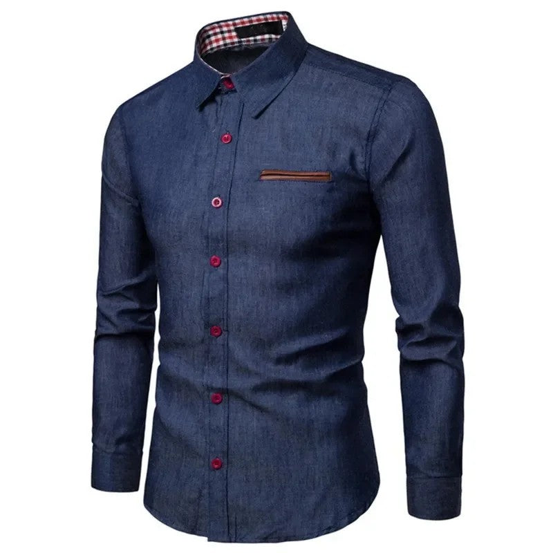 Tartan Placket Denim Shirt