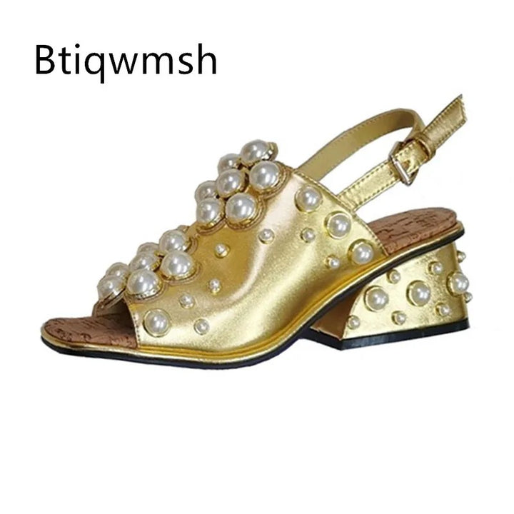 Perlina Pearl Wedge Sandals