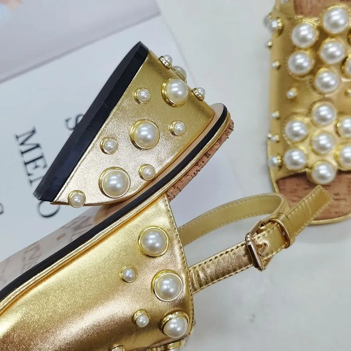 Perlina Pearl Wedge Sandals