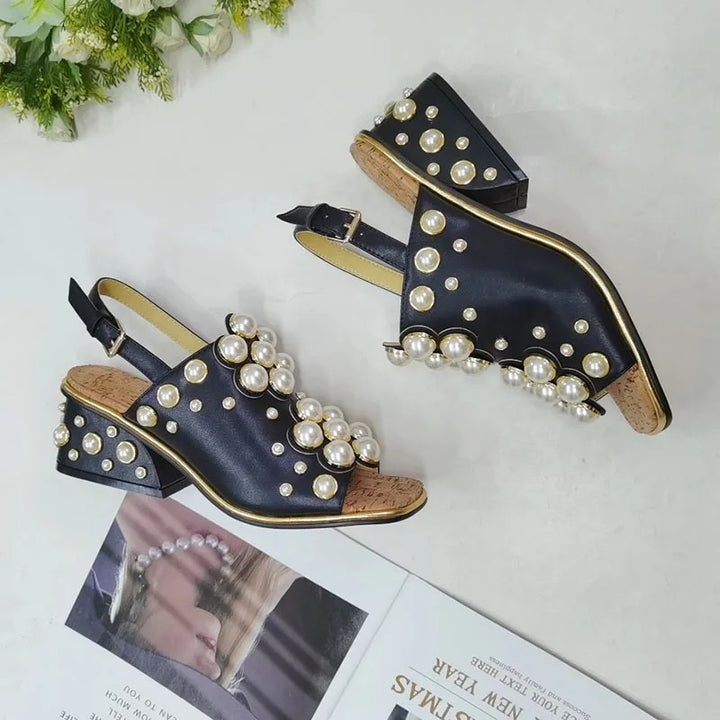 Perlina Pearl Wedge Sandals