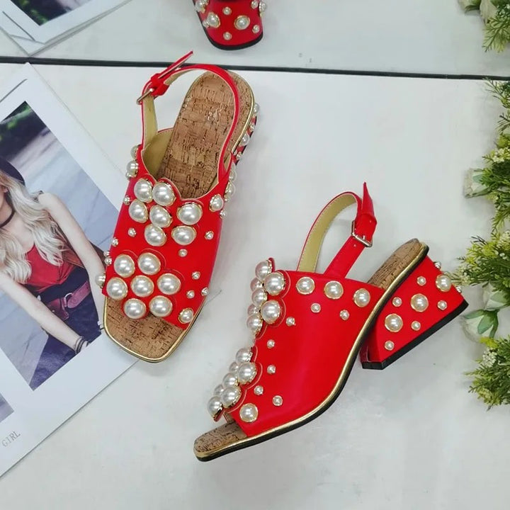 Perlina Pearl Wedge Sandals