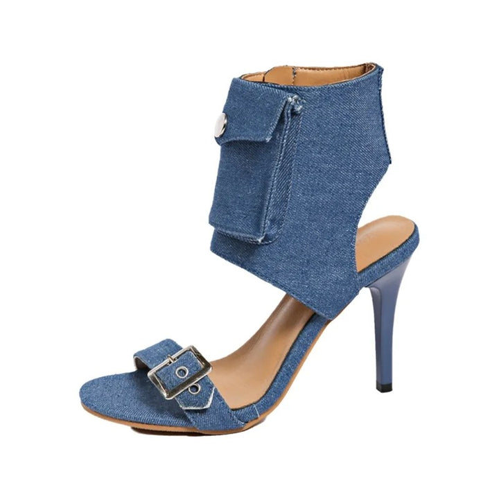 Cinch Buckle Denim Sandals