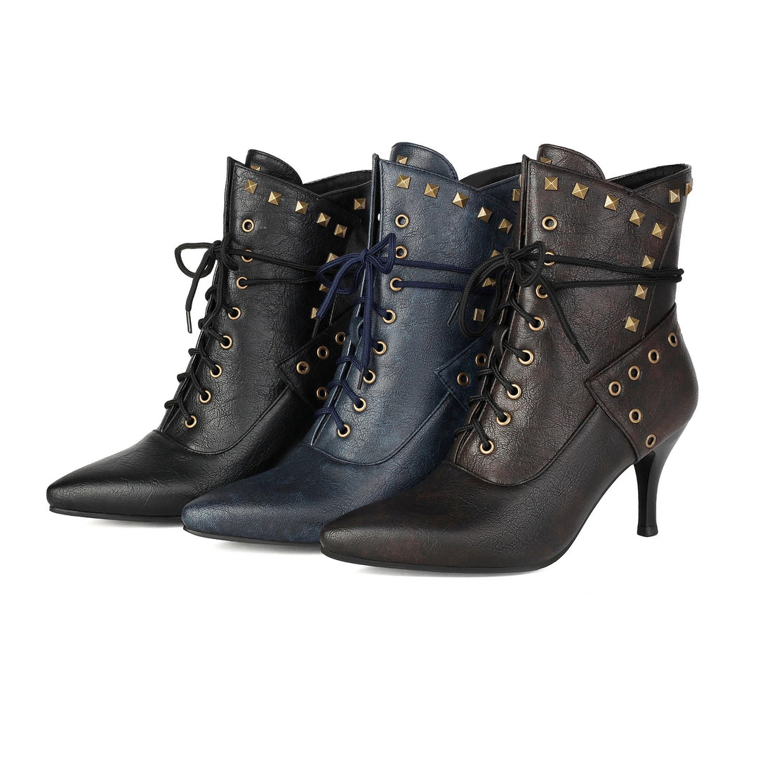 Rivetta Lace-Up Ankle Boots