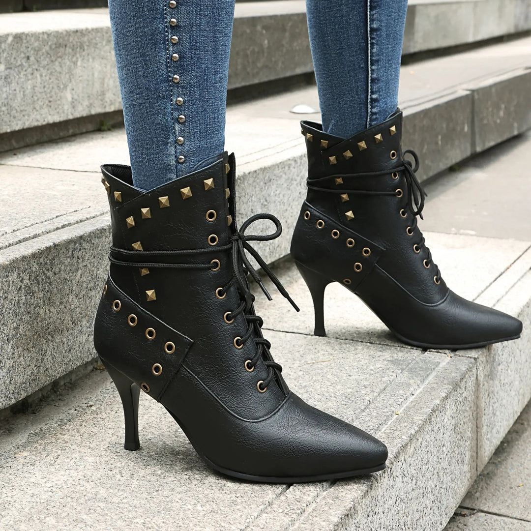 Rivetta Lace-Up Ankle Boots