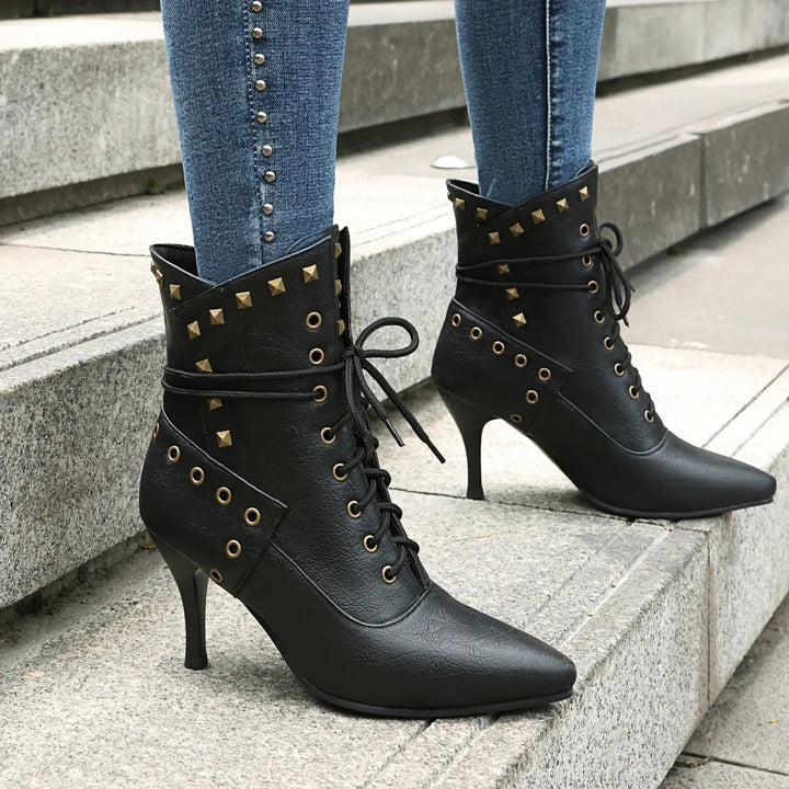 Rivetta Lace-Up Ankle Boots