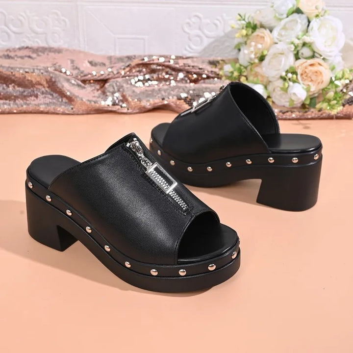 Cerniera Studded Platform Mules