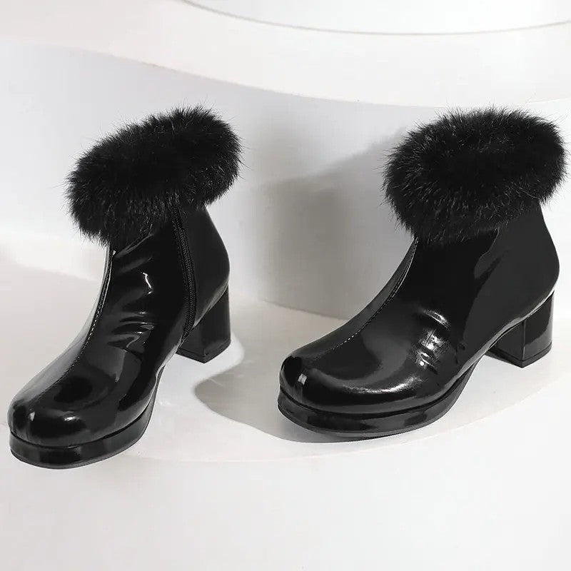 Flurry Fur-Cuff Platform Boots