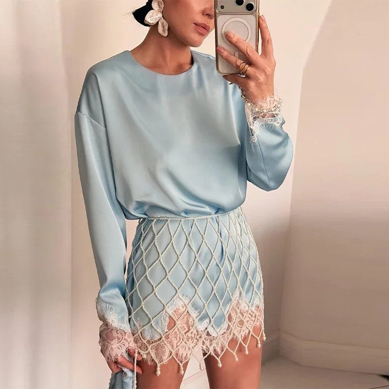 Perlata Beaded Skirt Set