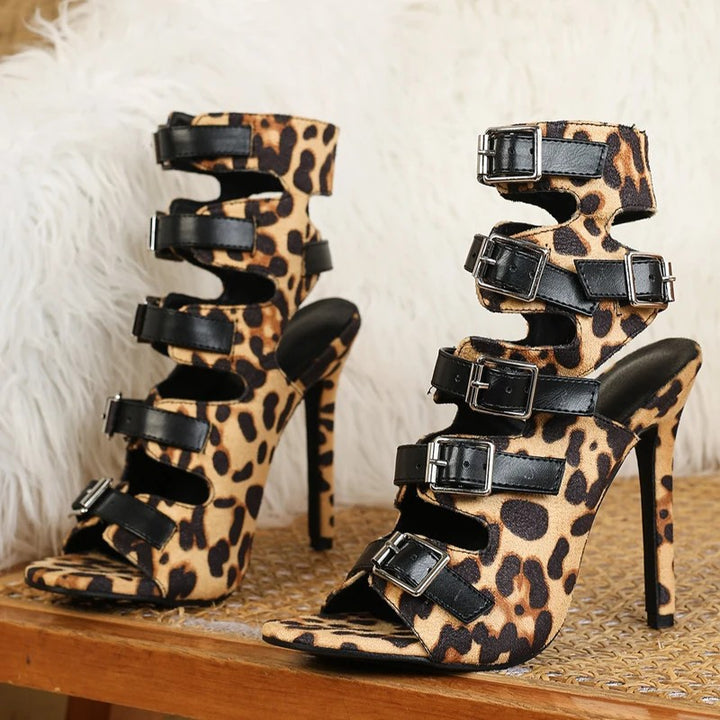 Leonessa Buckle-Cage Stiletto Sandals