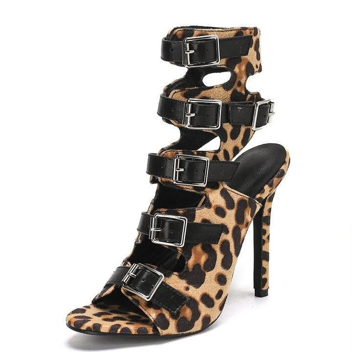 Leonessa Buckle-Cage Stiletto Sandals