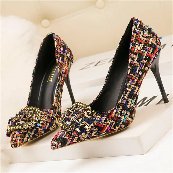 Tessitrice Tweed Buckle Pumps