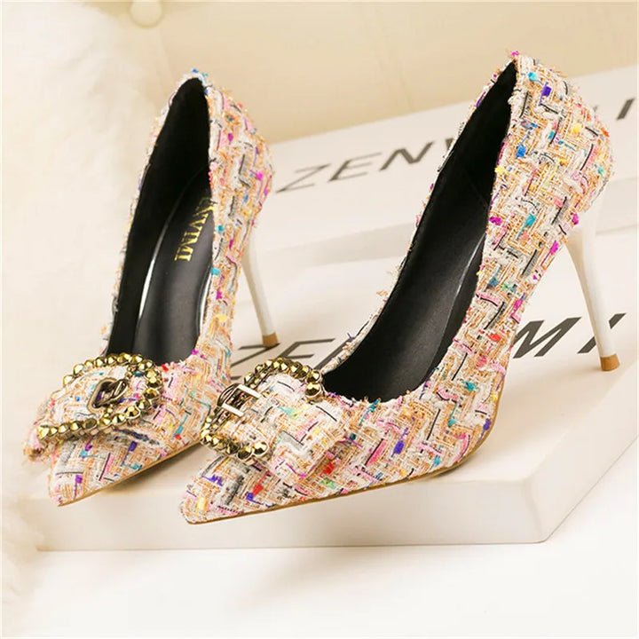 Tessitrice Tweed Buckle Pumps