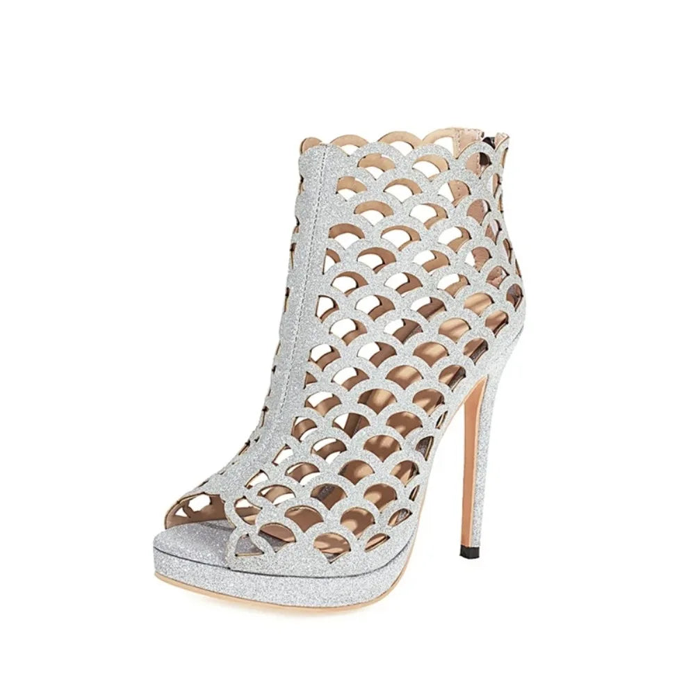Squama Scaled Peep-Toe Booties