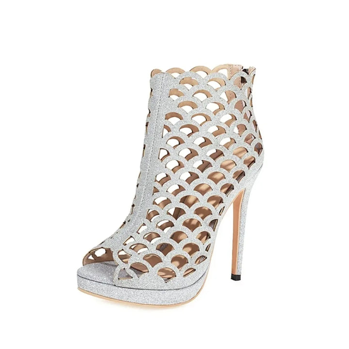 Squama Scaled Peep-Toe Booties