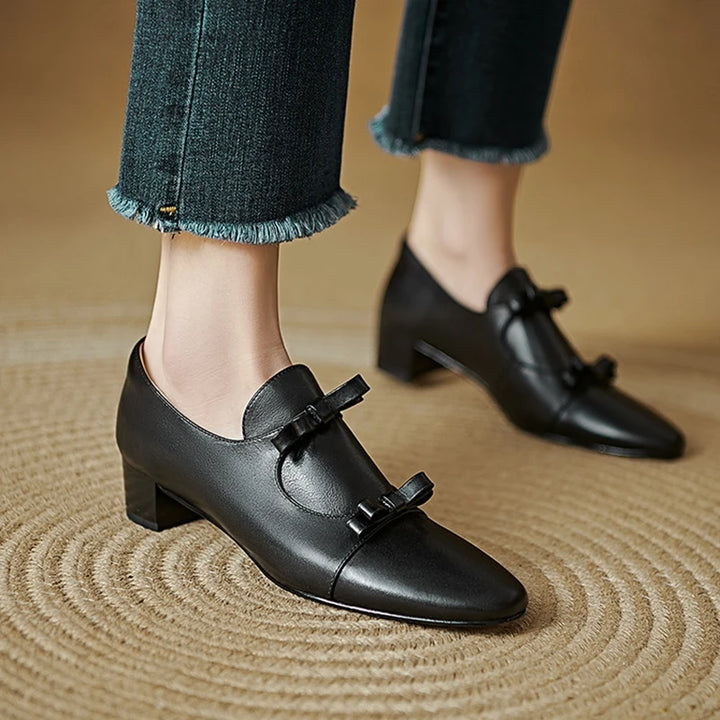 Nastrina Bow Block-Heel Loafers