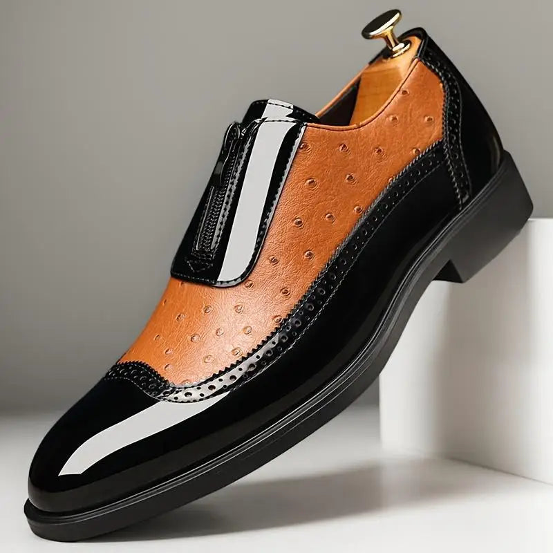 Struzzo Textured Zip Loafers