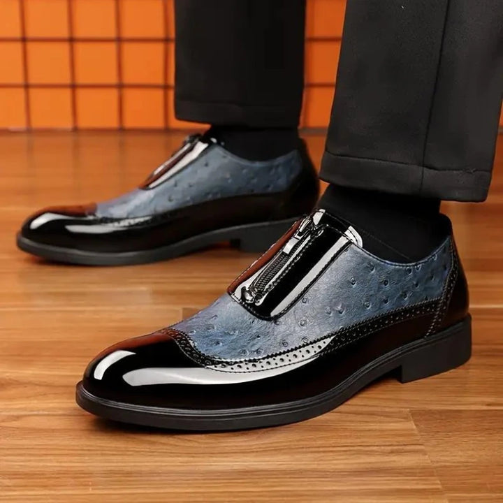 Struzzo Textured Zip Loafers