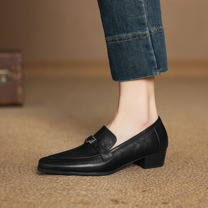 Borghese Buckle Square-Toe Loafers