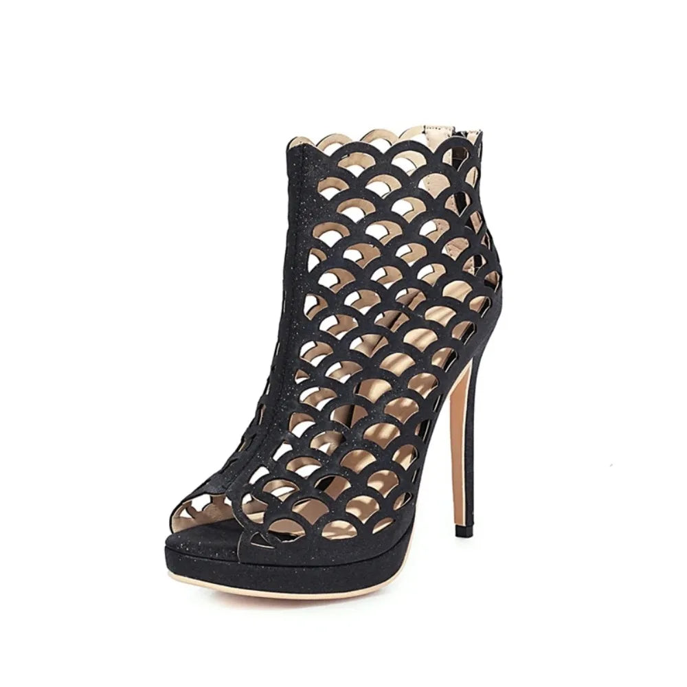 Squama Scaled Peep-Toe Booties