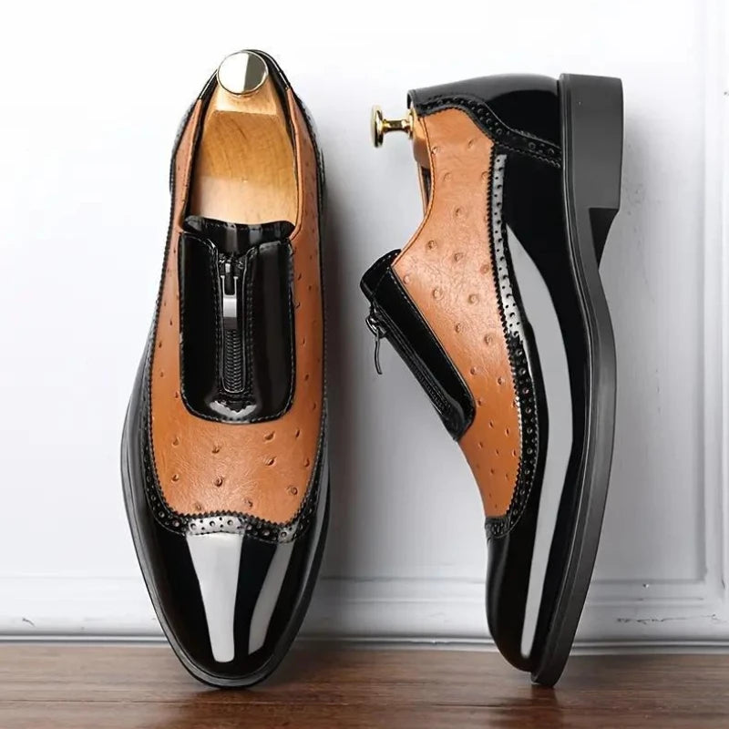 Struzzo Textured Zip Loafers