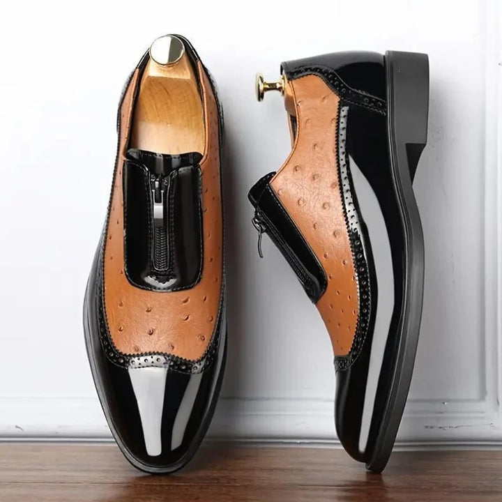 Struzzo Textured Zip Loafers