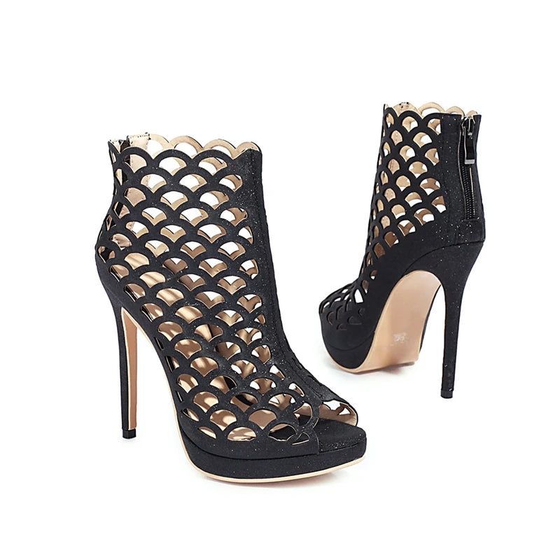 Squama Scaled Peep-Toe Booties