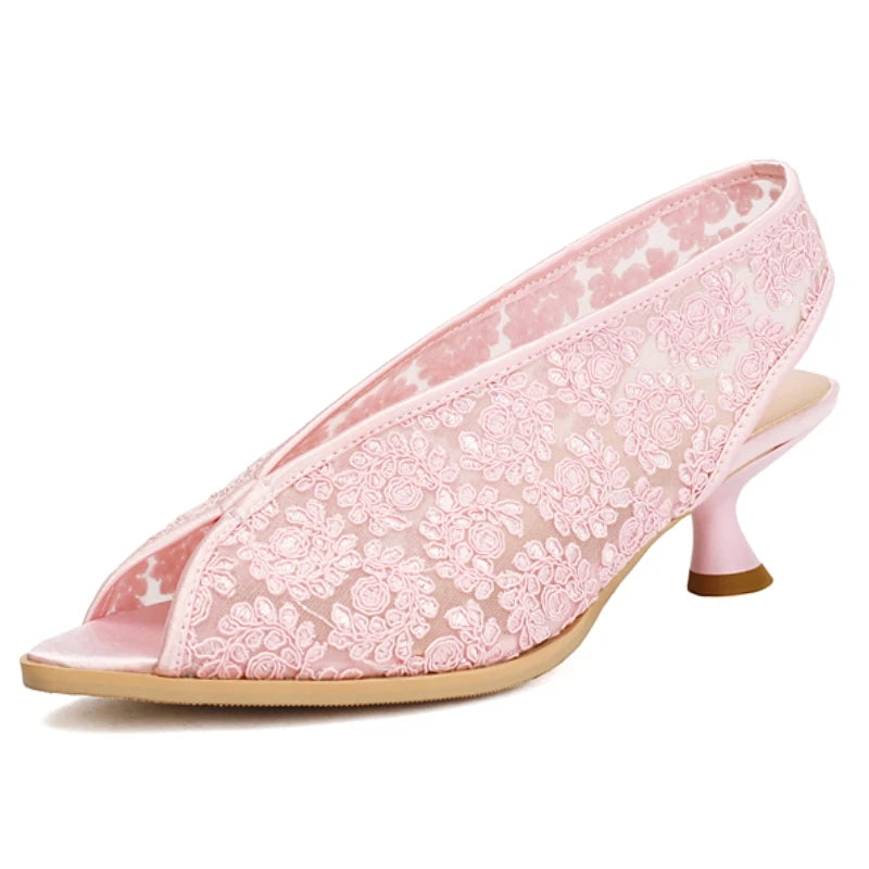 Rosalia Lace Peep-Toe Slingbacks