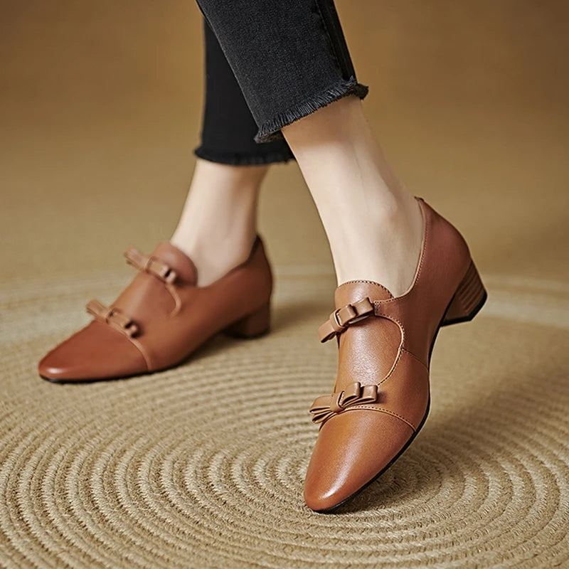 Nastrina Bow Block-Heel Loafers