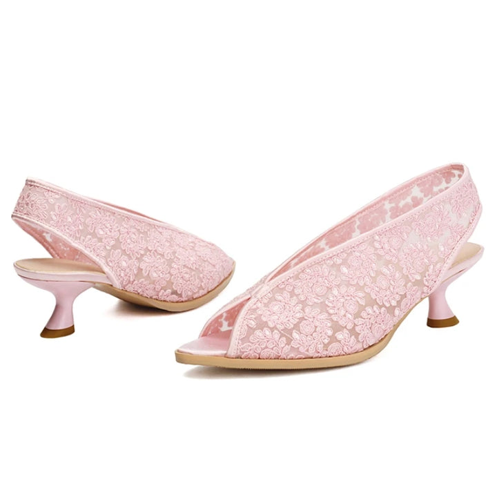 Rosalia Lace Peep-Toe Slingbacks