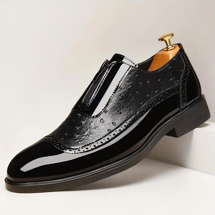 Struzzo Textured Zip Loafers