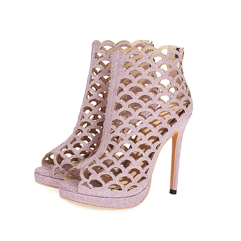 Squama Scaled Peep-Toe Booties