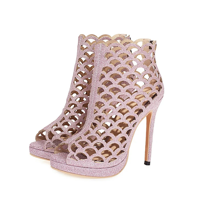 Squama Scaled Peep-Toe Booties