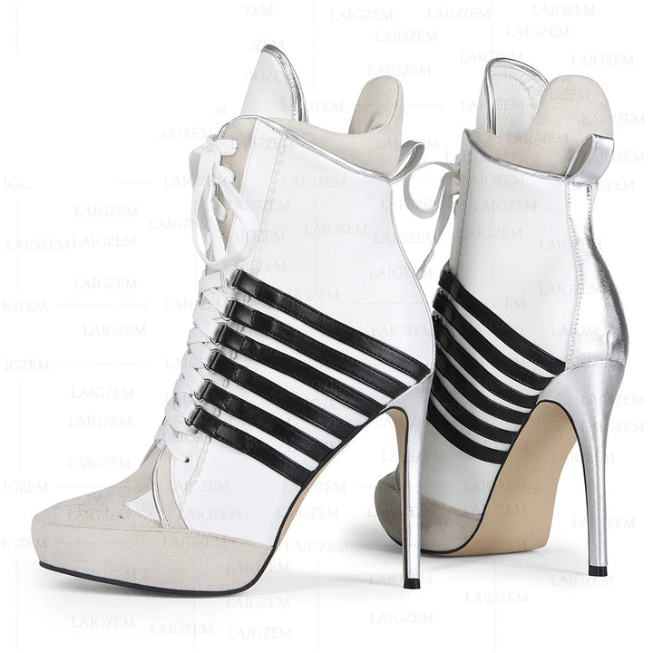 Atleta Striped Stiletto Booties