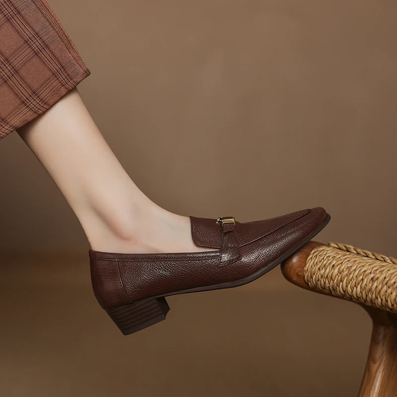 Borghese Buckle Square-Toe Loafers