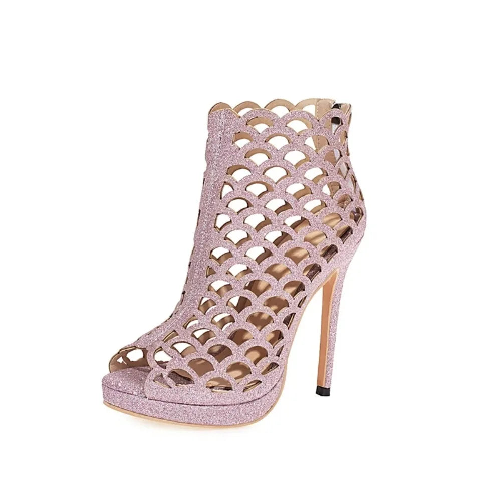 Squama Scaled Peep-Toe Booties