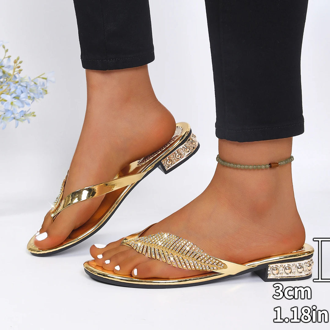 Fogliana Crystal Leaf Flip Flops