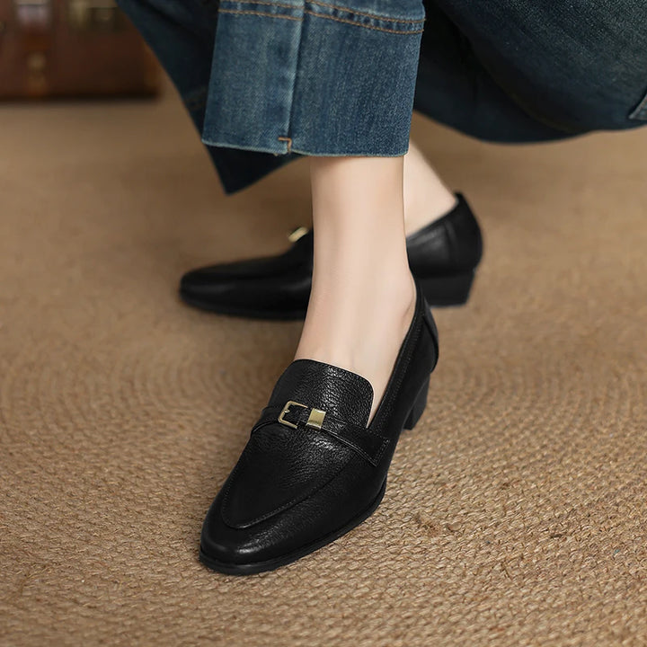 Borghese Buckle Square-Toe Loafers