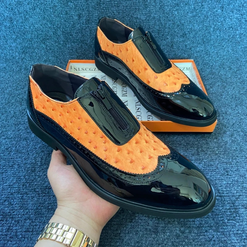 Struzzo Textured Zip Loafers