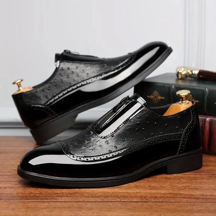 Struzzo Textured Zip Loafers