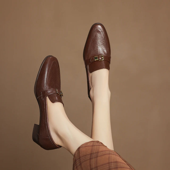 Borghese Buckle Square-Toe Loafers