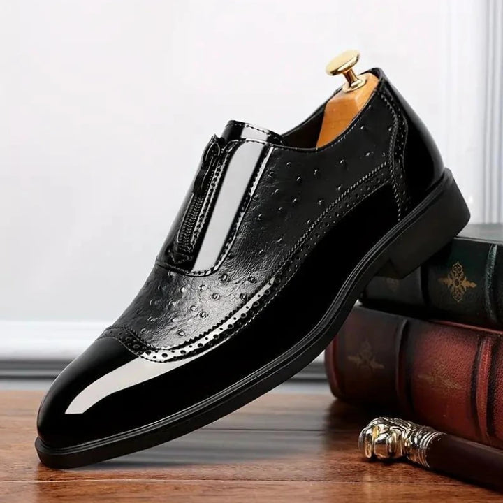 Struzzo Textured Zip Loafers