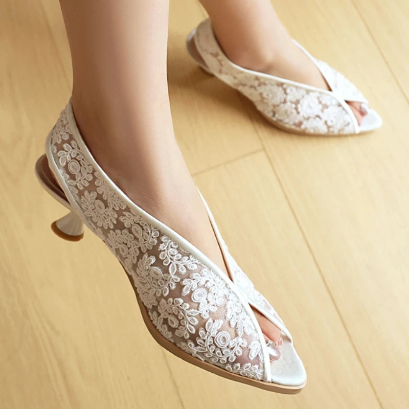 Rosalia Lace Peep-Toe Slingbacks